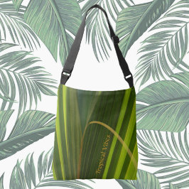Bolso Cruzado Palm Tropical Fronds Green Striped Personalizado