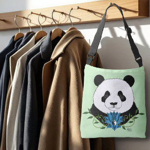 Bolso Cruzado Panda Bear Lotus Flower Blue