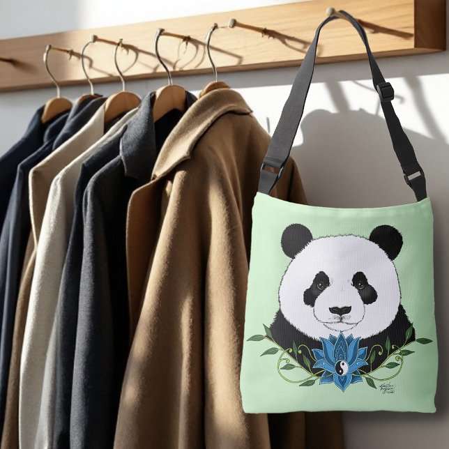 Bolso Cruzado Panda Bear Lotus Flower Blue (Subido por el creador)