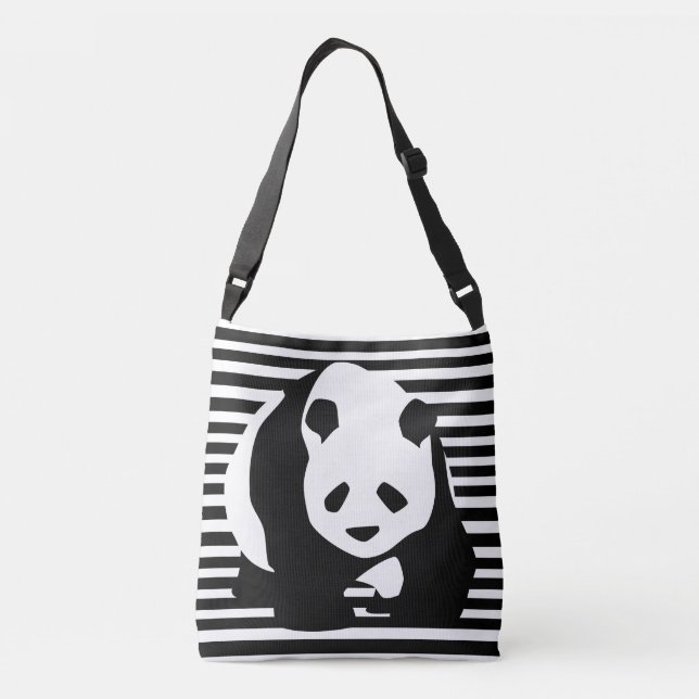 Bolso Cruzado Panda blanco y negro y rayas (Reverso)