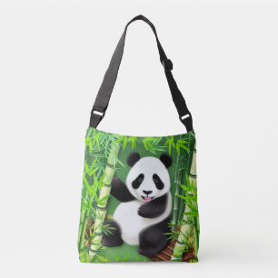 Bolso Cruzado Panda Cuta En Un Bosque De Bambú