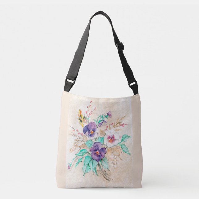 Bolso Cruzado Pansies Bouquet (Anverso)