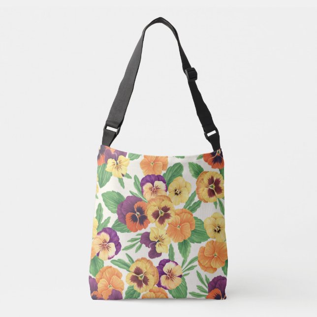 Bolso Cruzado Pansies en blanco roto (Anverso)
