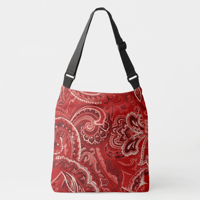 Bolso Cruzado Pañuelo retro elegante rojo de Paisley del hippy