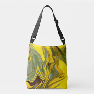 Bolso Cruzado Papel Digital Amarillo Ondas de Mármol-55448