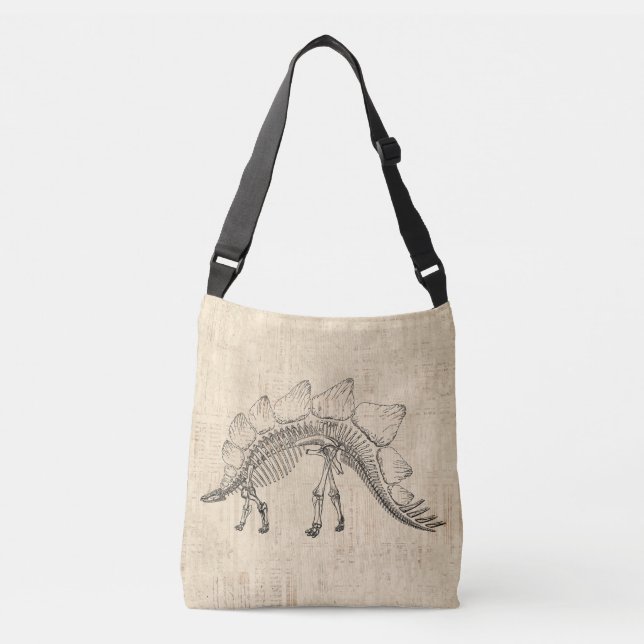 Bolso Cruzado Papel manuscrito estegosaurio dinosaurio (Anverso)