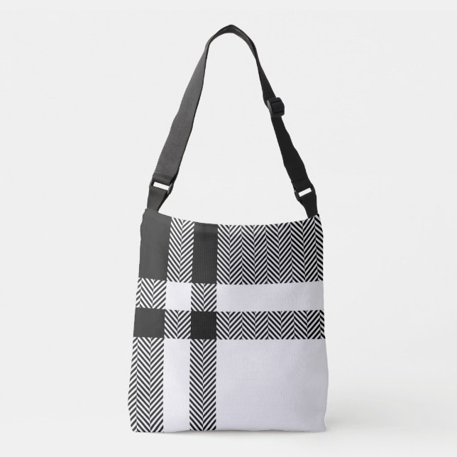 Bolso Cruzado Para su simple moderno negro y blanco único chic (Anverso)