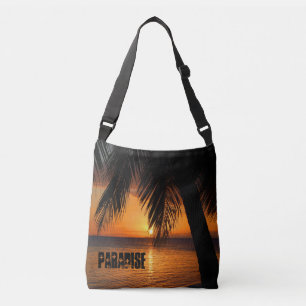 Bolso Cruzado Paradise Tropical Beach Sunset and Palm Trees