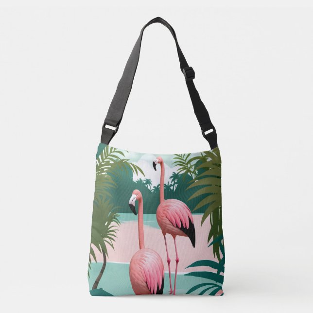 Bolso Cruzado Paraíso tropical del flamenco (Anverso)
