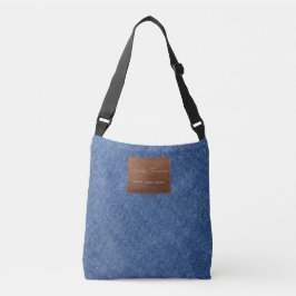 Bolso Cruzado Parche moderno de cuero textil de denim azul oscur