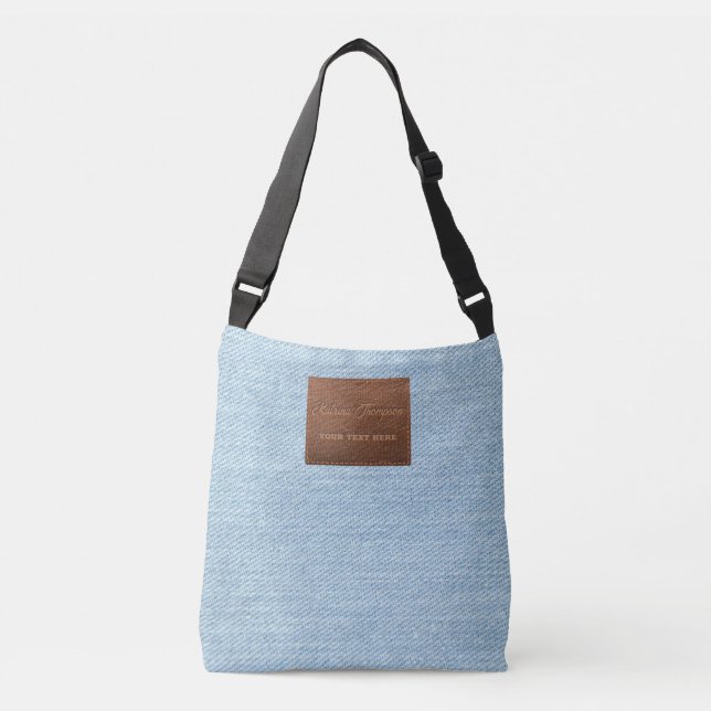 Bolso Cruzado Parche moderno de cuero textil para jeans de denim (Anverso)