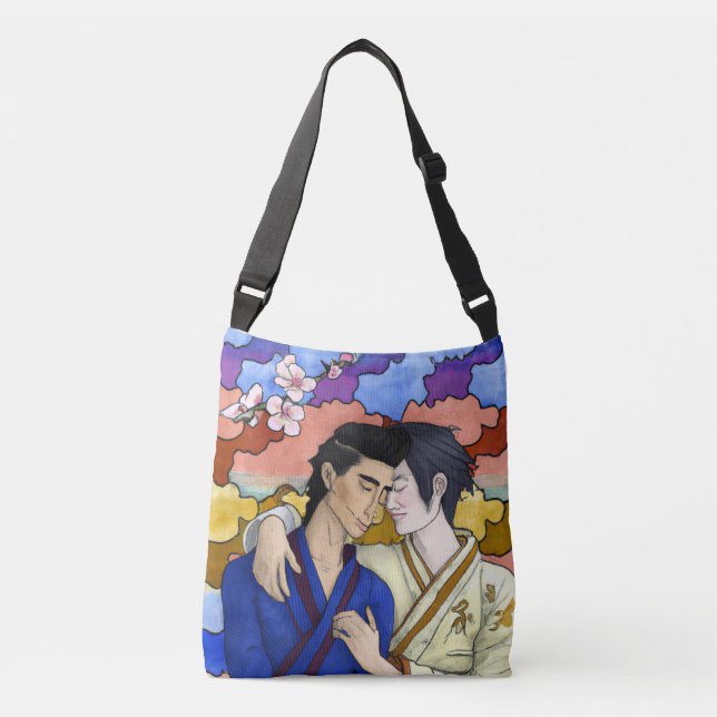 Bolso Cruzado Pareja gay al estilo del arte japonés Ukiyo-e (Anverso)