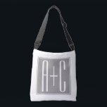 Bolso Cruzado Parejas Initails u otro texto | Blanco y gris<br><div class="desc">Iniciales de parejas de personalizable o cualquier otro texto.</div>