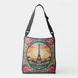 Bolso Cruzado Parisino Sunset Eifel Tower Paris Floral Francesa
