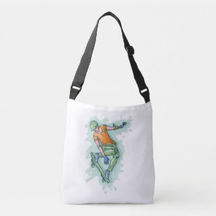 Bolso Cruzado Patinaje volador de colores, Ilustracion divertido