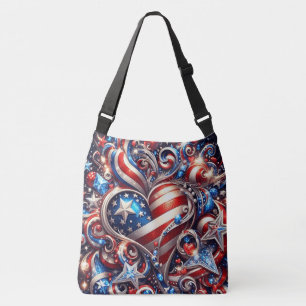Bolso Cruzado Patriótico Estados Unidos relámpago estrellas cora