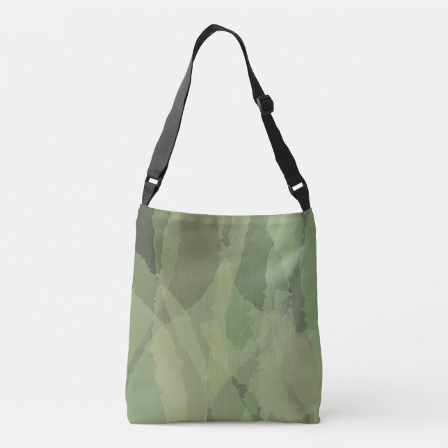 Bolso Cruzado Patrón abstracto de acuarela verde, fresco y moder (Reverso)