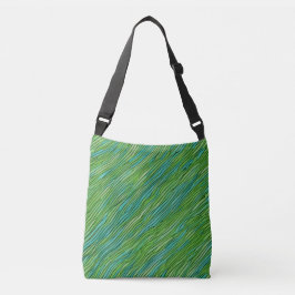 Bolso Cruzado Patrón abstracto ondulado en verde y azul