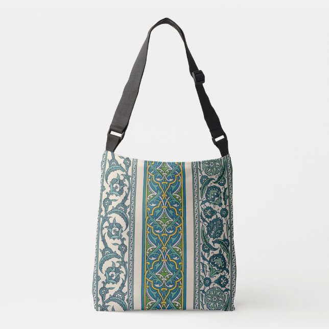Bolso Cruzado Patrón abstracto persa vintage verde (Anverso)