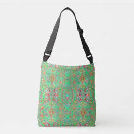 Bolso Cruzado Patrón abstracto retro de naranja y verde lima