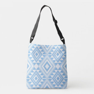 Bolso Cruzado Patrón azteca azul-blanco