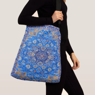 Bolso Cruzado Patrón azul geométrico persa de mediados de siglo