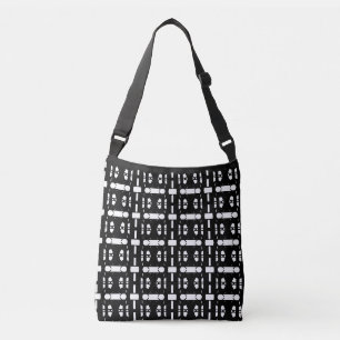 Bolso Cruzado Patrón blanco negro elegante