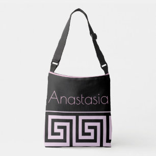 Bolso Cruzado Patrón clave rosa griego sobre las mujeres negras