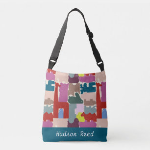 Bolso Cruzado Patrón Colorido de Animales de Safari para Niños y
