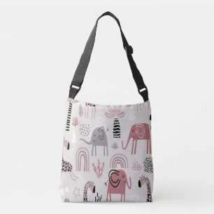 Bolso Cruzado patrón con elefantes lindos y gigantes