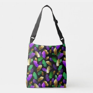 Bolso Cruzado Patrón continuo con plumas de Mardi Gras