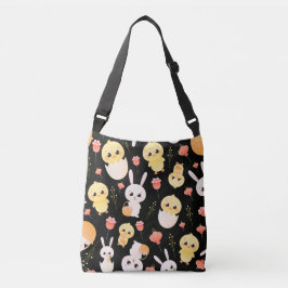 Bolso Cruzado Patrón continuo de adorables conejos y pollitos de