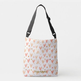 Bolso Cruzado Patrón continuo de corazones rosados suaves