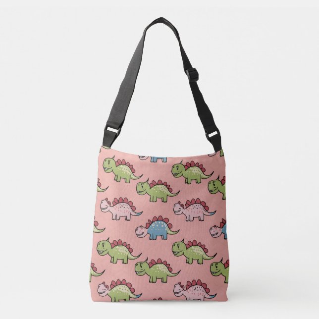 Bolso Cruzado Patrón continuo de dinosaurio lindo (Anverso)