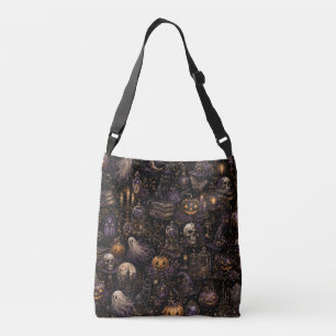 Bolso Cruzado Patrón continuo espeluznante de Halloween gótico v