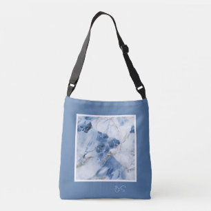 Bolso Cruzado patrón costero abstracto de mármol azul