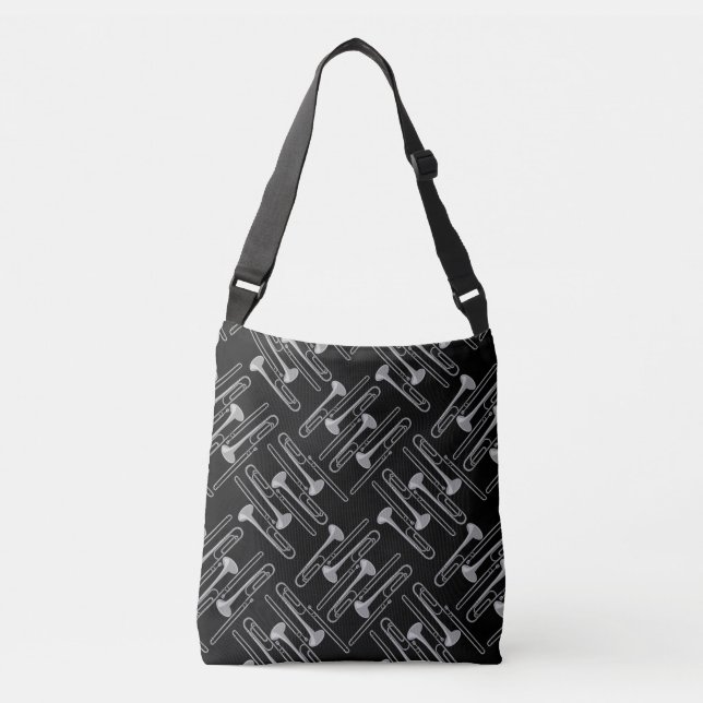 Bolso Cruzado Patrón crosshatch de trombón gris (Anverso)