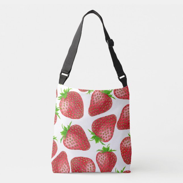 Bolso Cruzado Patrón de acuarela de fresas (Anverso)