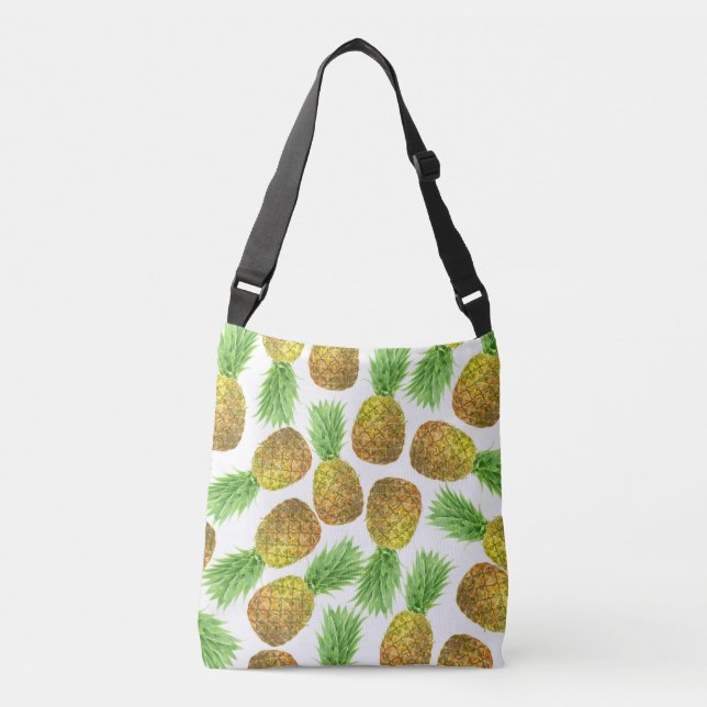 Bolso Cruzado Patrón de acuarela de piña (Anverso)