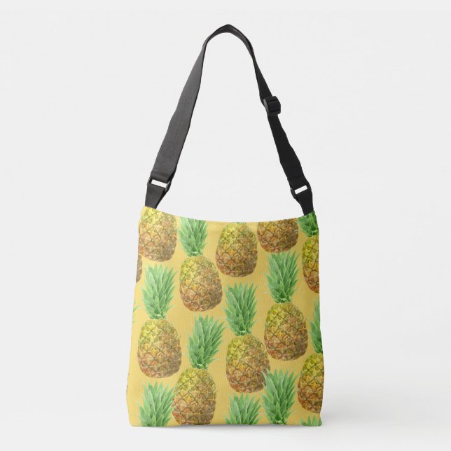 Bolso Cruzado Patrón de acuarela de piña (Anverso)
