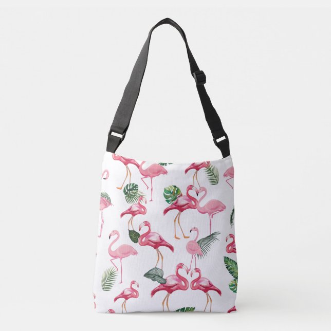 Bolso Cruzado Patrón de amor de flamencos (Anverso)
