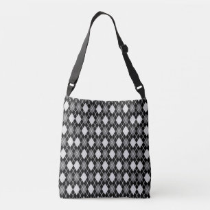 Bolso Cruzado Patrón de arglos sin foco negro y gris