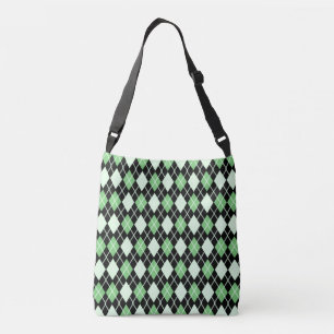 Bolso Cruzado Patrón de argyle verde y negro