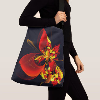 Bolso Cruzado Patrón de arte abstracto moderno floral amarillo r