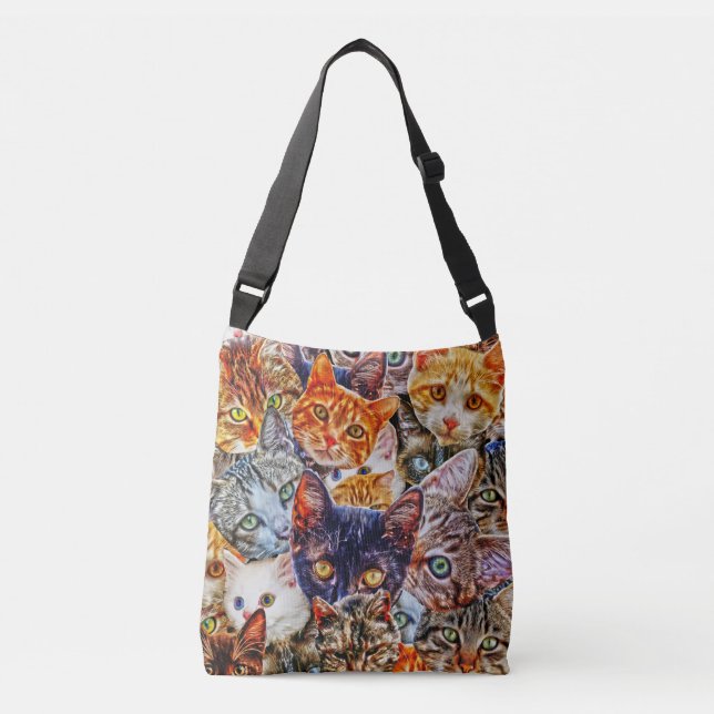 Bolso Cruzado Patrón de arte de gato (Anverso)
