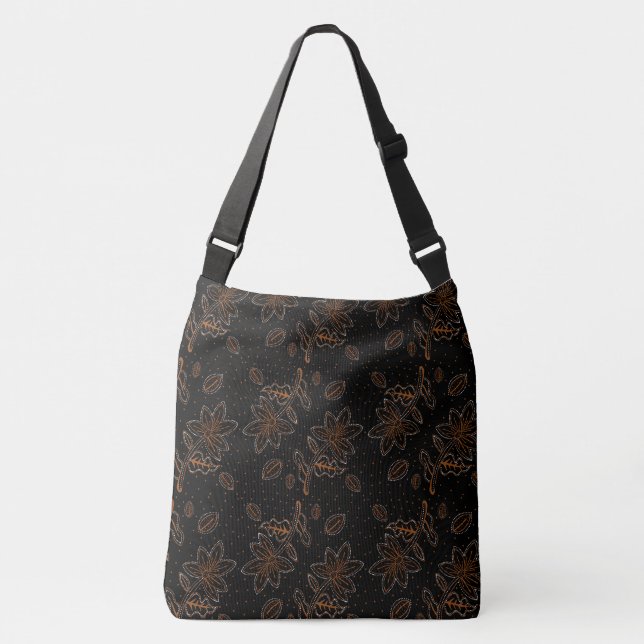 Bolso Cruzado Patrón de Batik floral Dot Gold Black (Anverso)