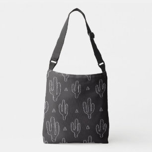 Bolso Cruzado Patrón de cactus negro dibujado a mano