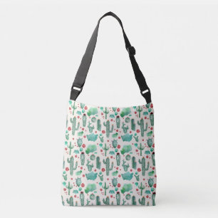 Bolso Cruzado patrón de cactus y ladybug - fondo crema