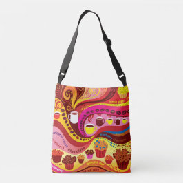 Bolso Cruzado Patrón de café y muffins