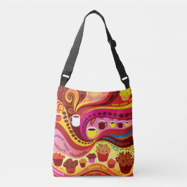 Bolso Cruzado Patrón de café y muffins